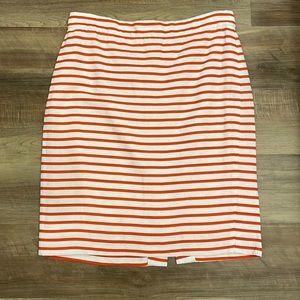 J.Crew Factory White & Orange Striped Pencil Skirt Size 4